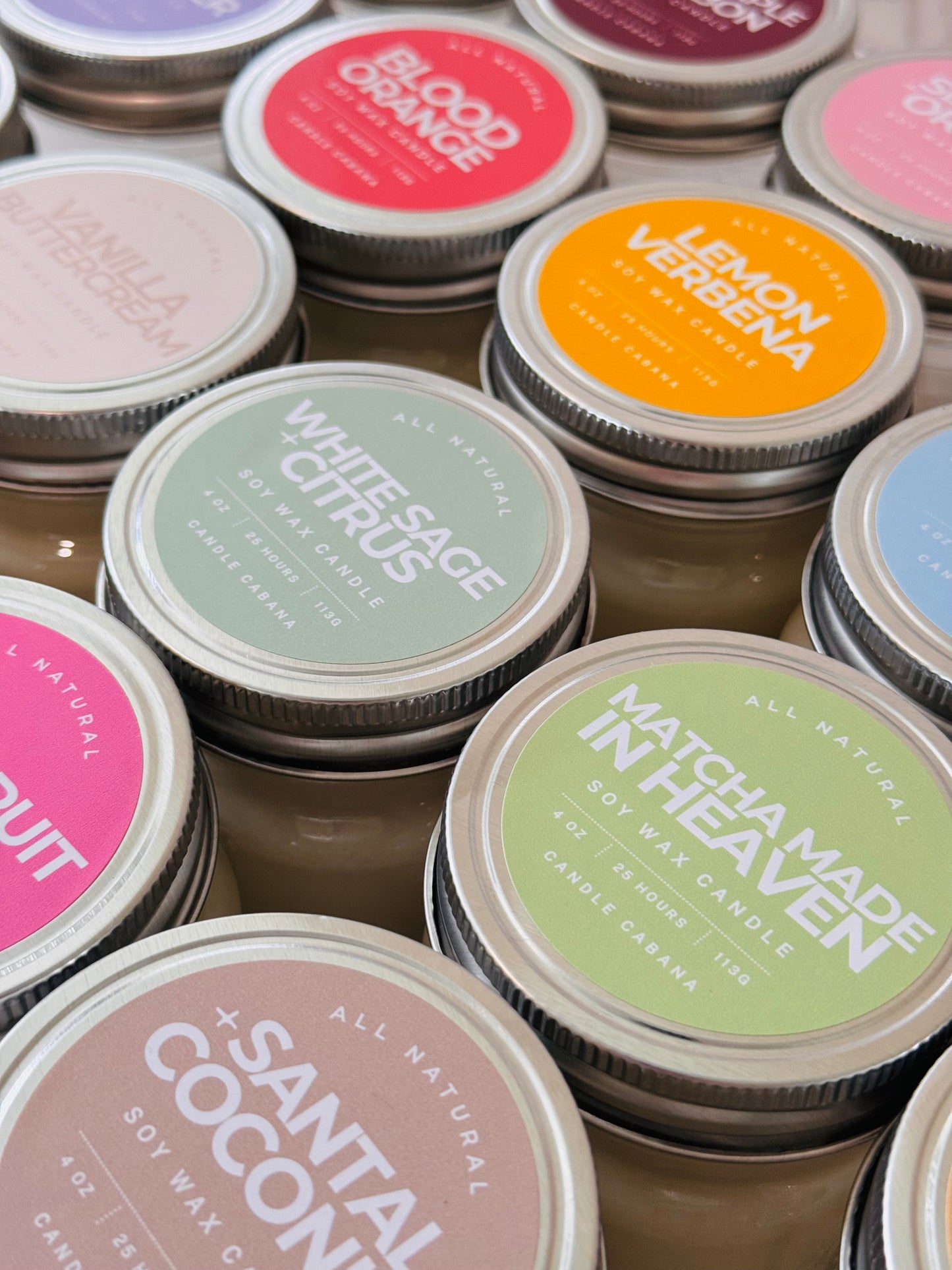 4 oz Mason Jar Natural Soy Scented Candle