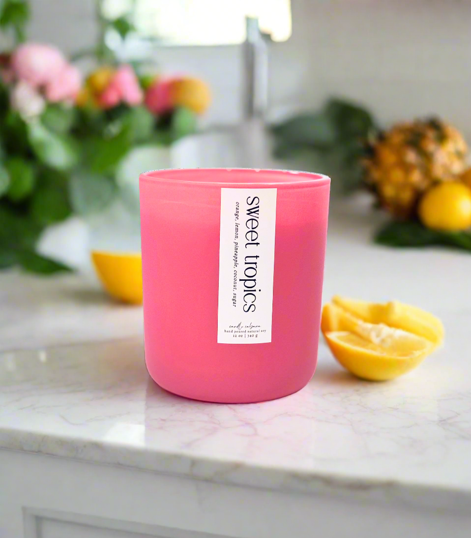 12 oz Soy Scented Candle - Matte Flamingo Pink
