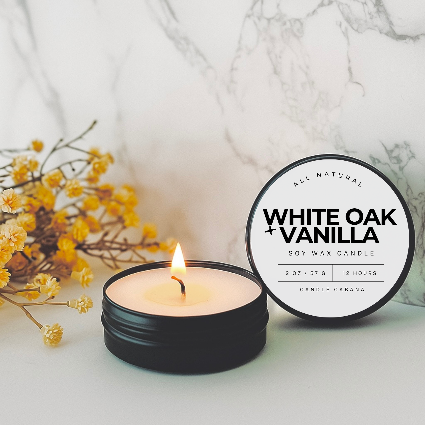 2oz Black Travel Tin Soy Candle