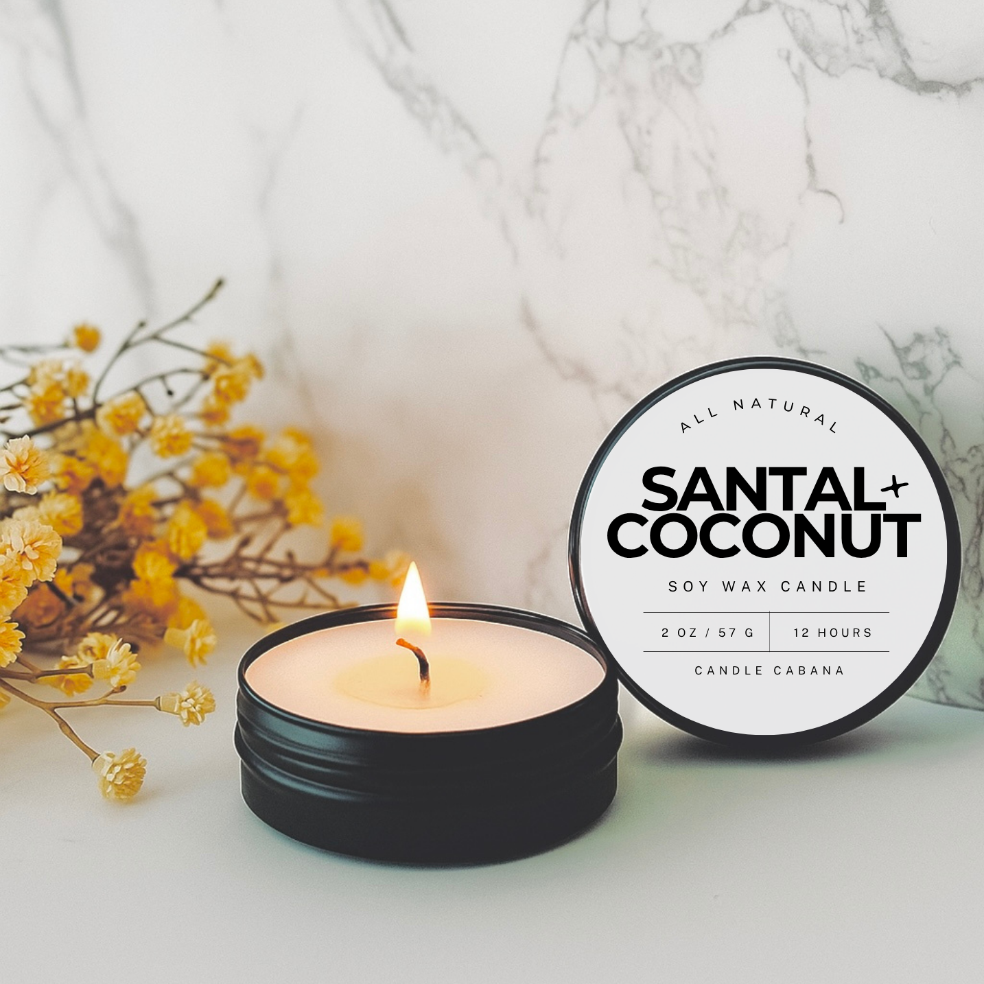 2oz Black Travel Tin Soy Candle