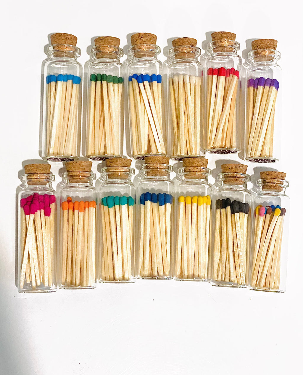 Royal Blue Color Tip Matches - 25 CT Glass Vial + Striker