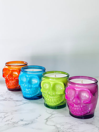 15 oz Colored Skull Candle - ORANGE