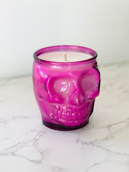 15 oz Colored Skull Candle - MAGENTA