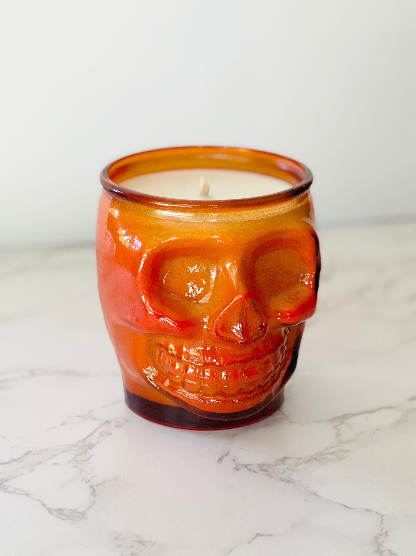 15 oz Colored Skull Candle - ORANGE