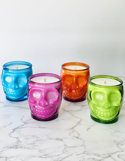 15 oz Colored Skull Candle - ORANGE