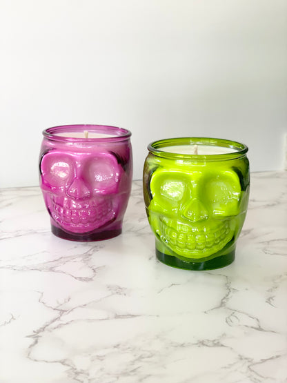 15 oz Colored Skull Candle - LIME