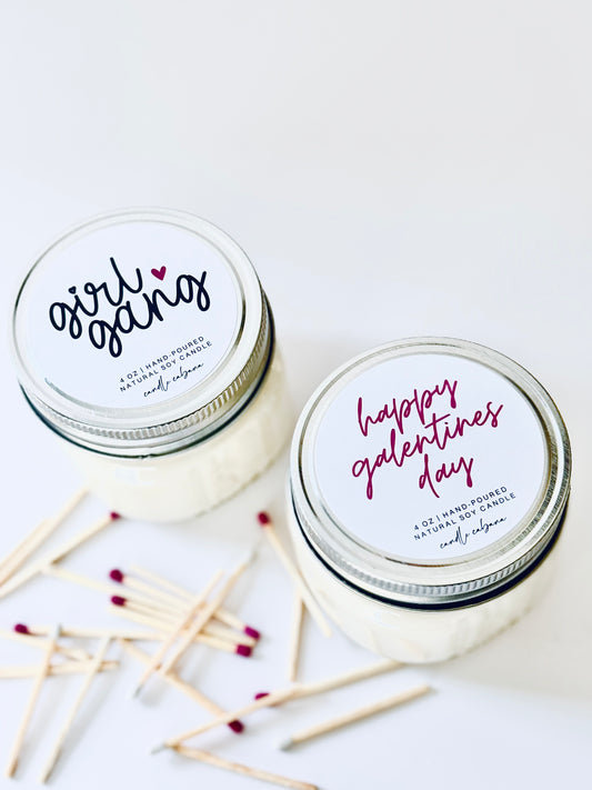 Girl Gang Galentines Day Mini Mason Jar Candles