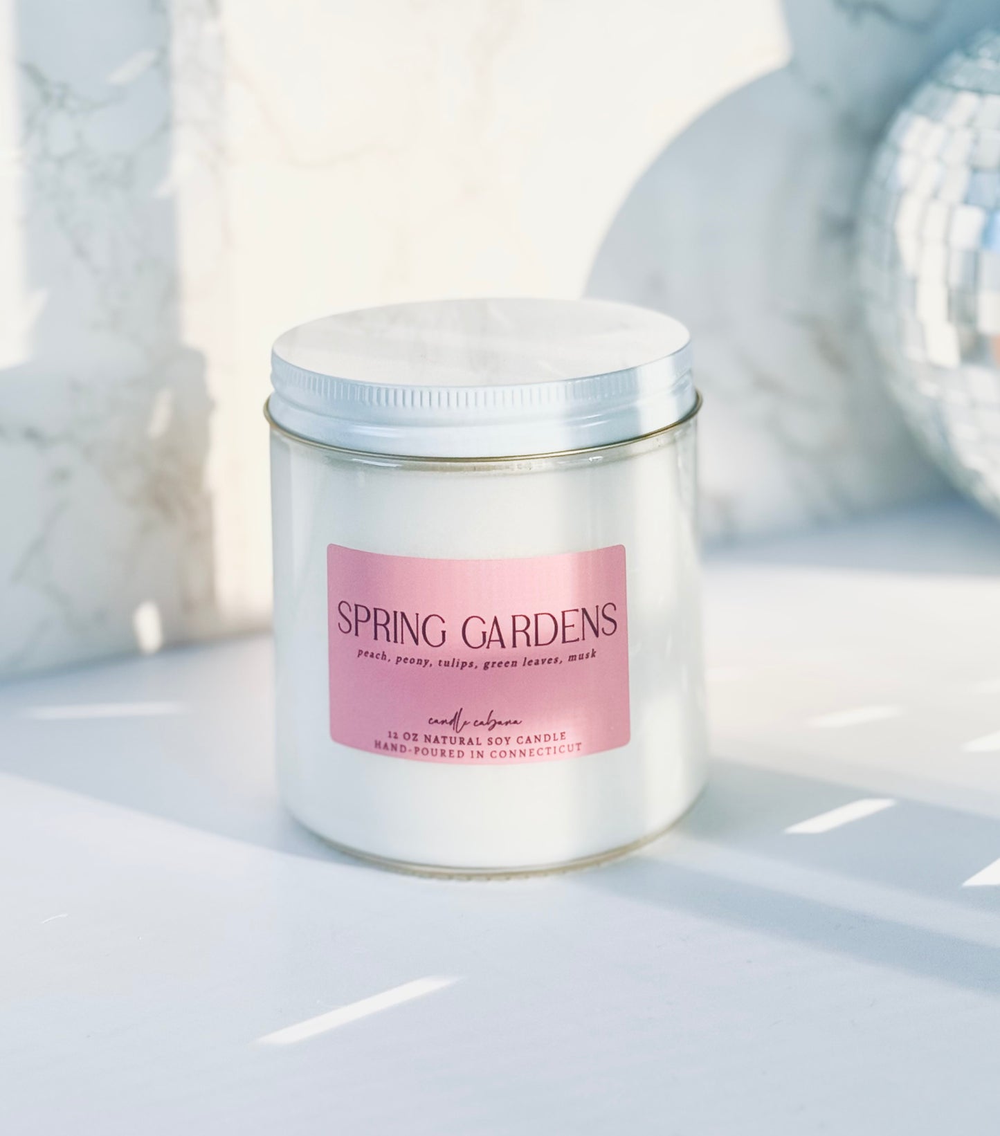 12 OZ Scented Candle + Colored Label/White Lid