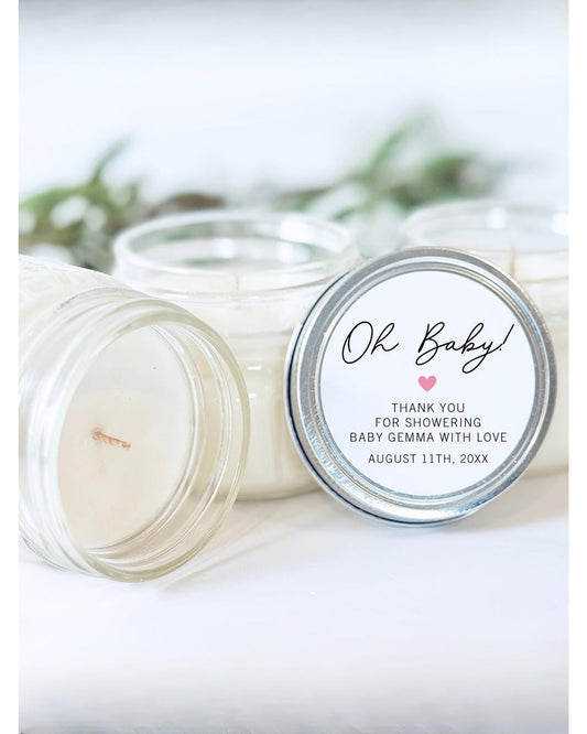 Oh Baby! | Girl Baby Shower | Custom Bulk Candle Favors