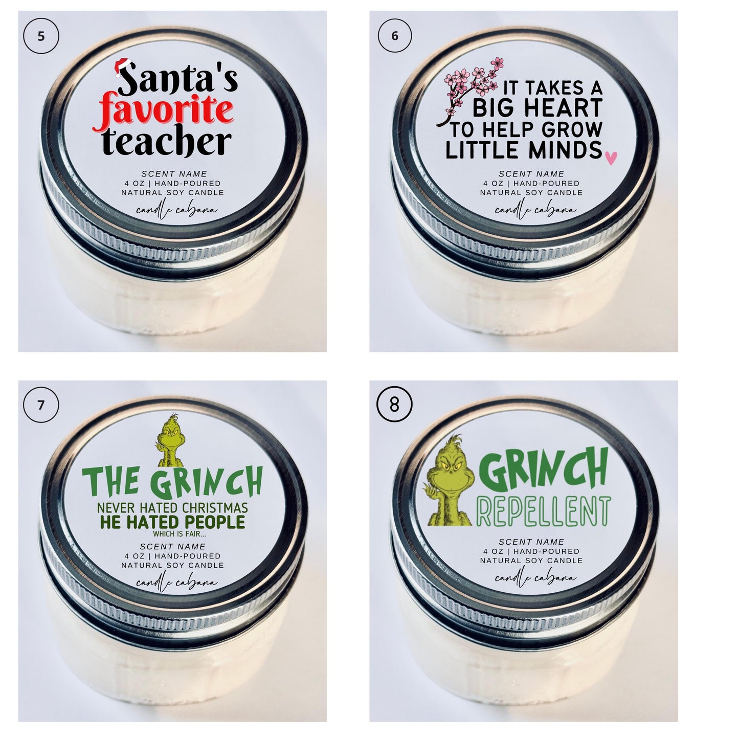 Funny Mini Mason Jar Christmas Candle Favors for Teachers - 4 OZ