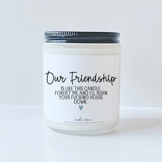 Our friendship is like this candle forget me and i'll burn your fucking house down